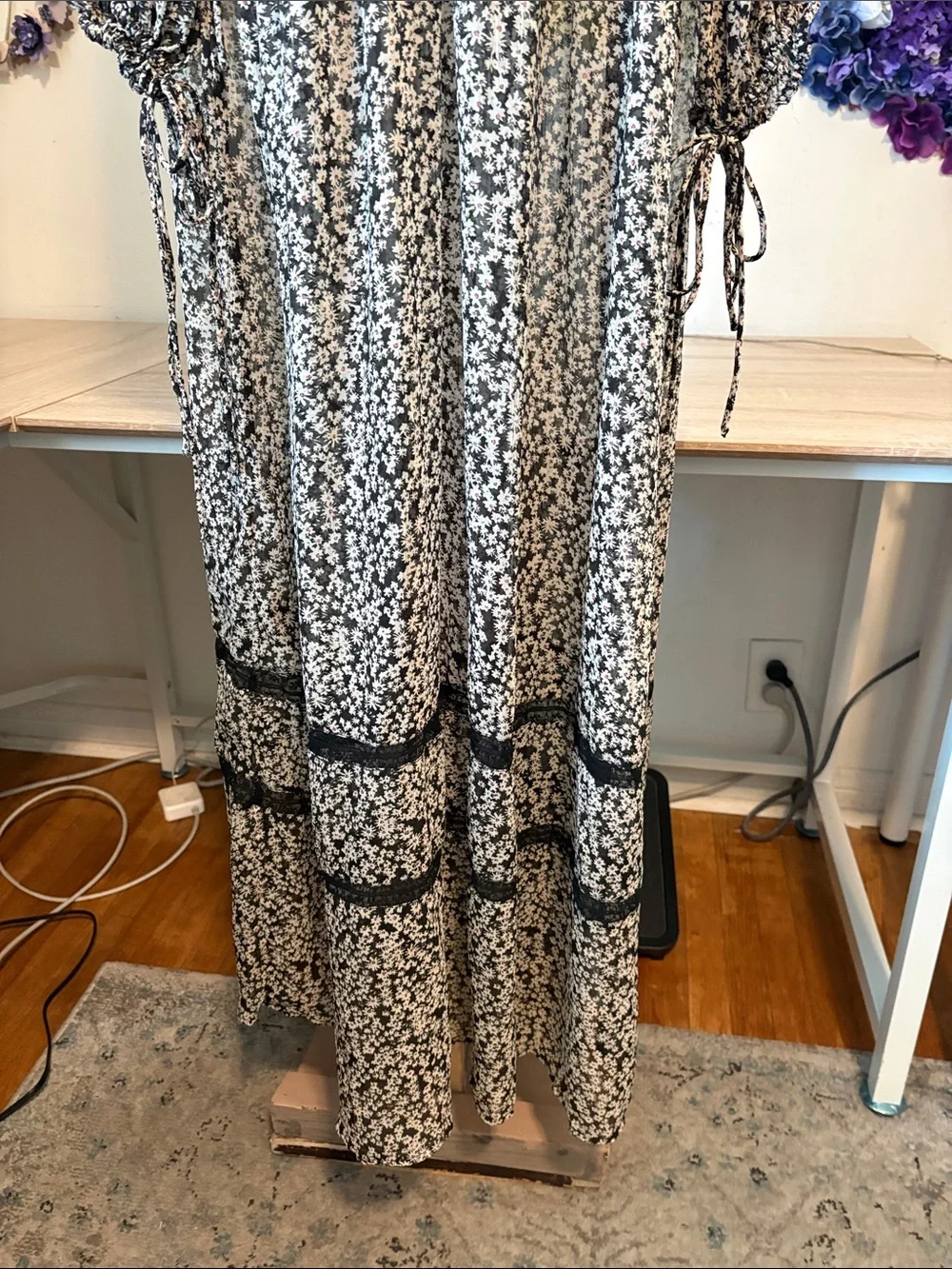 Zara Boho Floral Maxi Dress Sheer ( no slip)
